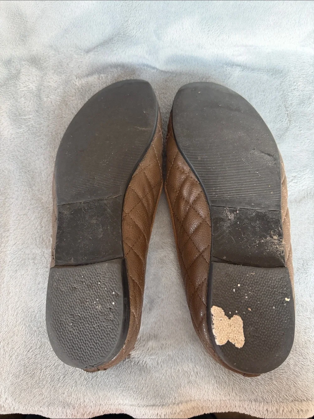 CHANEL Brown Leather Ballet Flats